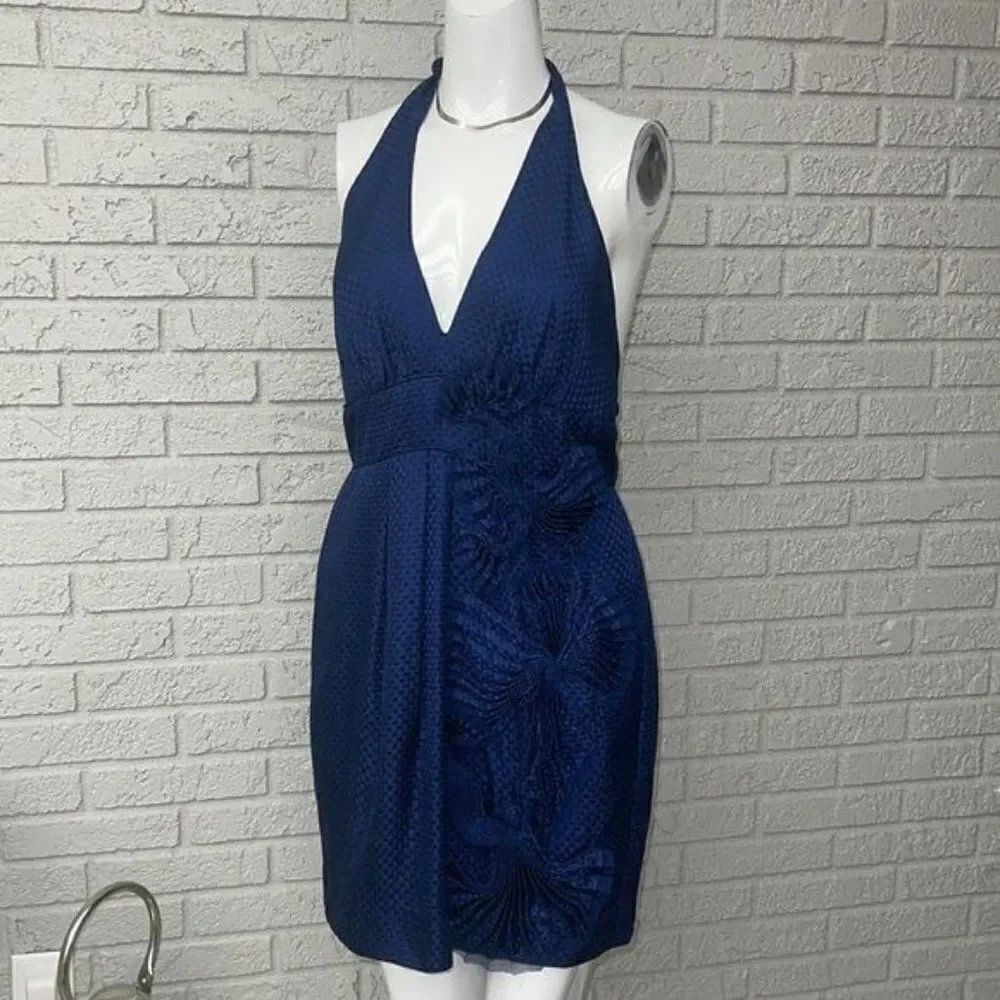 BCBG MaxAzria Floral Silk Tulle Halter Dress Size 8
